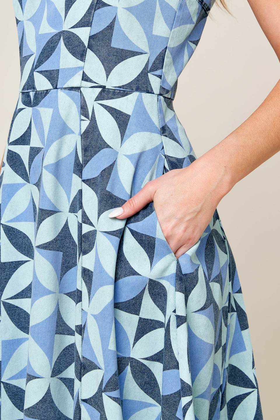 GWENNY BLUE DENIM MIDI DRESS Flying Tomato